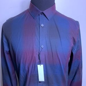 CALVIN KLEIN Men SLIM-FIT PURPLE/BLUE LONG-SLEEVE